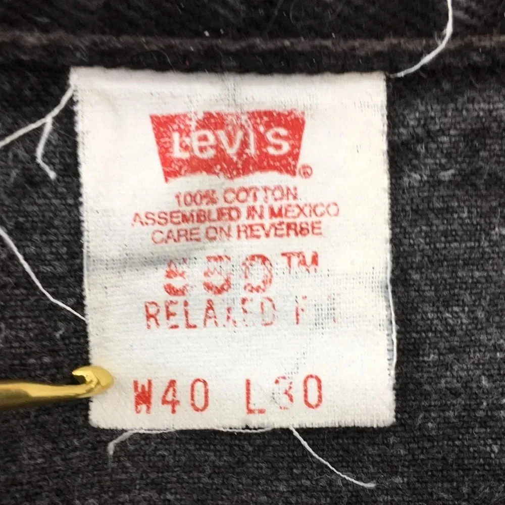 Levis 550 Jeans Mens 40x30 Black Denim Relaxed Fit 100% Cotton Vintage‎ 1999